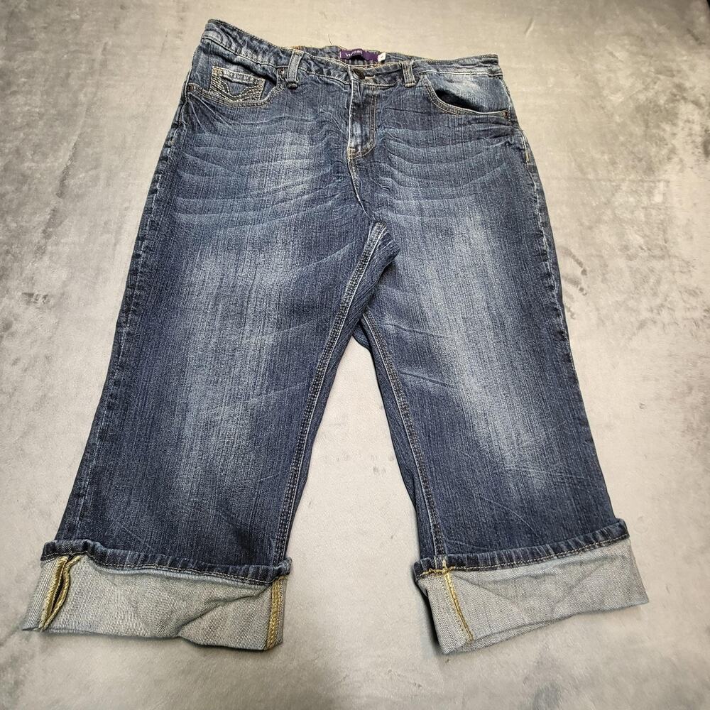 Vigoss Capri Jeans Womens 14 Blue Stretch Cuffed Denim Pants 5 Pocket CA399PAX